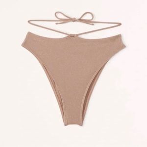Abercrombie & fitch Shimmer Strappy Highwaist Highleg Cheeky Bottoms
